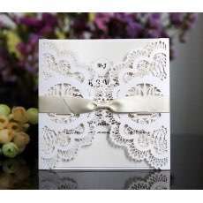 White Laser Wedding Invitation Holder Wedding Card